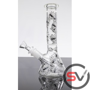 RICK AND MORTY SUNGLASS GLASS BEAKER With ICE CATCHER 8inch (GLOW IN DARK)